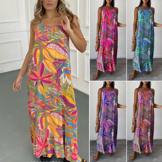 🌸Rochie lungă imprimată fără mâneci🔥
