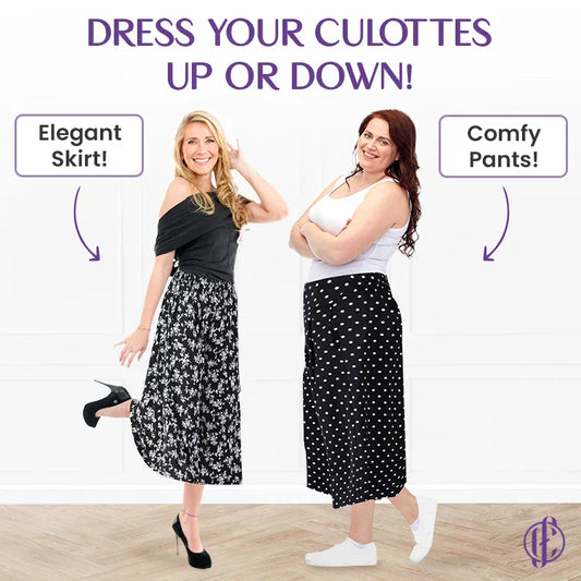 🔥Femei de înaltă talie elastică talie plisată sifon picior larg Culottes picior