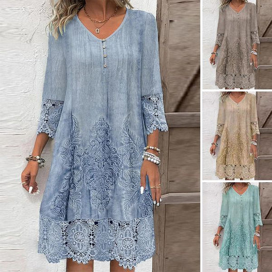 💖Elegant jumătate maneca v-neck rochie de dantelă pentru femei
