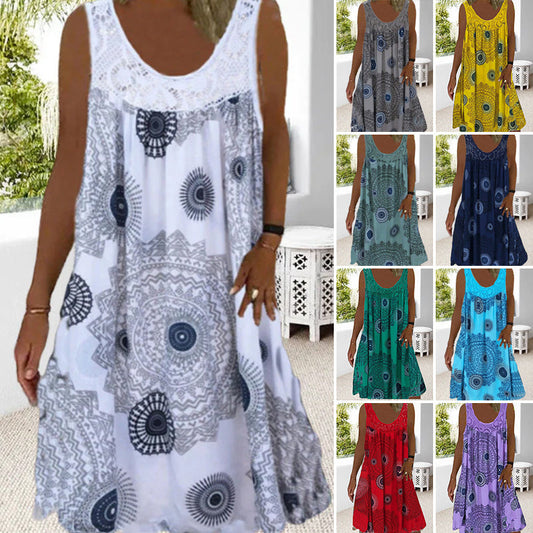 stil nou🤩Femei de vară fără mâneci rochie imprimată de vară