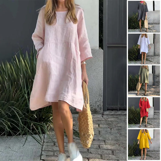 Rochie casual lejeră pentru femei, uni, cu buzunar