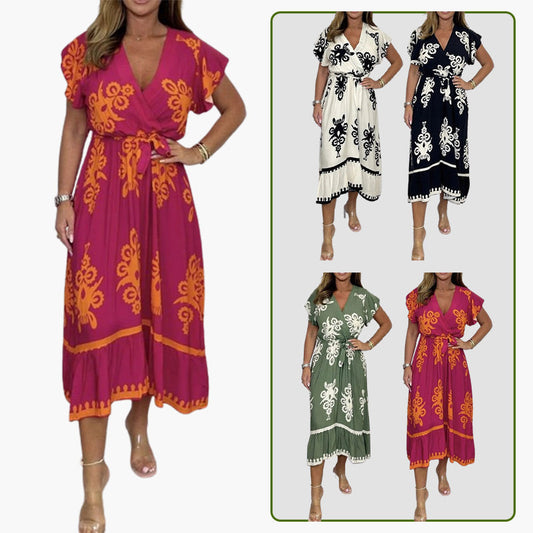💞 Oferte speciale ✨Rochie de vară cu decolteu V cu manșete cu volane