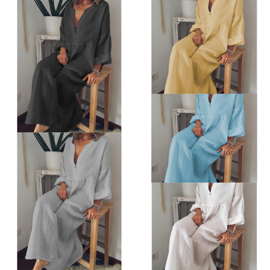 Femei vara bumbac lenjerie mare Swing vrac rochie