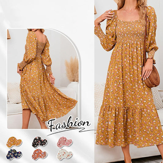 🌼 Rochii florale elegante cu mânecă evazată pentru femei