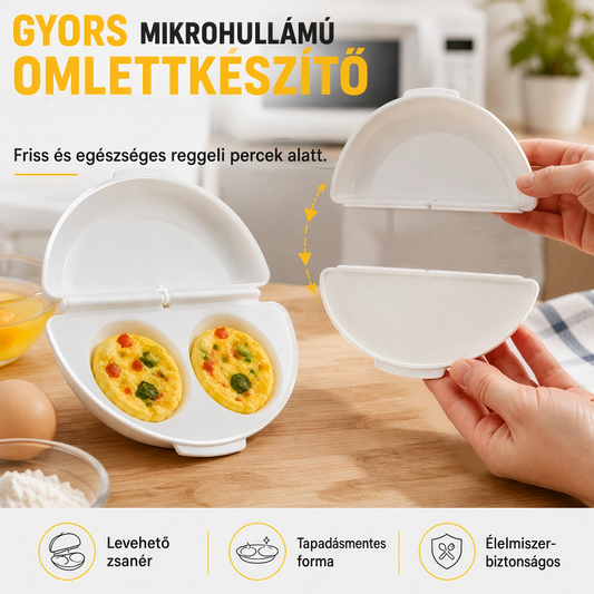 🍳 2 az 1-ben mikrohullámú omlett- és tojásfőző