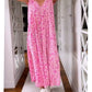 🌸Oferte speciale de primăvară💐 Rochie lungă cu mâneci scurte, imprimată, cu decolteu în V