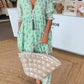 🌸REDUCERE LIMITATĂ DE 50%👗Boho florale V gât talie înaltă A-Line Swing rochie