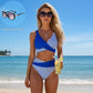 👙 Costume de baie color block de la S la 3XL: Costume de baie din două piese elegante și modelatoare 🌊