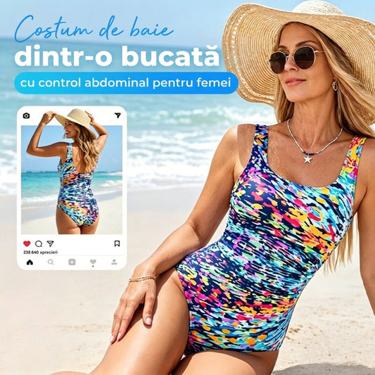 🩱Ofertă limitată! Costum de baie cu imprimeu la modă – designul plisat te face să pari mai slabă instantaneu ✨