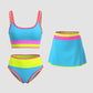 🌼 Třídílné sportovní bikiny z nylonu s barevnými bloky👙🌈