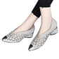 👡Sandale din plasă perforată cu pietre strălucitoare și toc gros