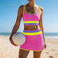 🌼 Třídílné sportovní bikiny z nylonu s barevnými bloky👙🌈