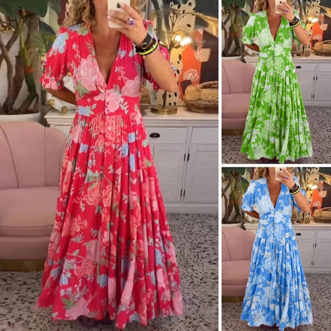 🧡 Rochie Maxi Confortabilă cu Decolteu în V – Eleganță și Comfort în Fiecare Detaliu!