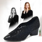 👡Sandale din plasă perforată cu pietre strălucitoare și toc gros