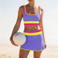 🌼 Třídílné sportovní bikiny z nylonu s barevnými bloky👙🌈