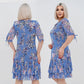 Rochie lungă elegantă cu mânecă scurtă plisată pentru femei