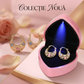 ✨ Strălucește cu eleganță – Cercei din aurit, în formă de semilună, cu flori emailate 💐