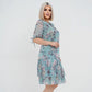 Rochie lungă elegantă cu mânecă scurtă plisată pentru femei