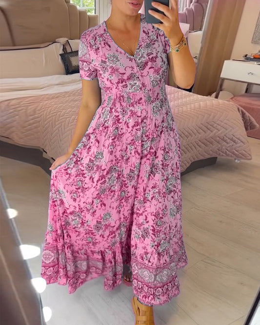 👗2024 Nou  Rochie florală cu decolteu în V