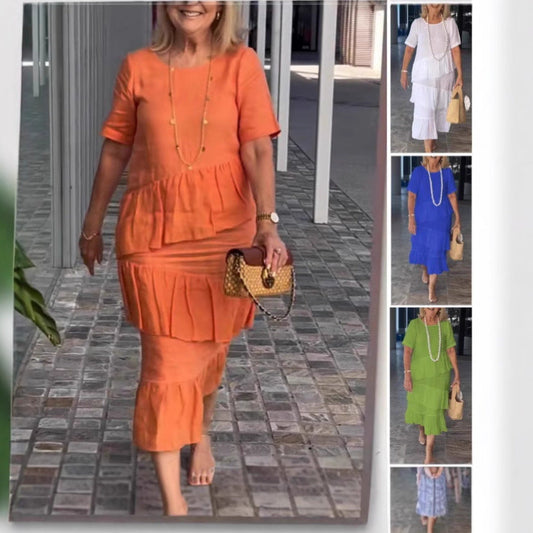 💖Rochie plisată pentru femei cu decolteu rotund