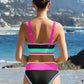 🌼 Třídílné sportovní bikiny z nylonu s barevnými bloky👙🌈