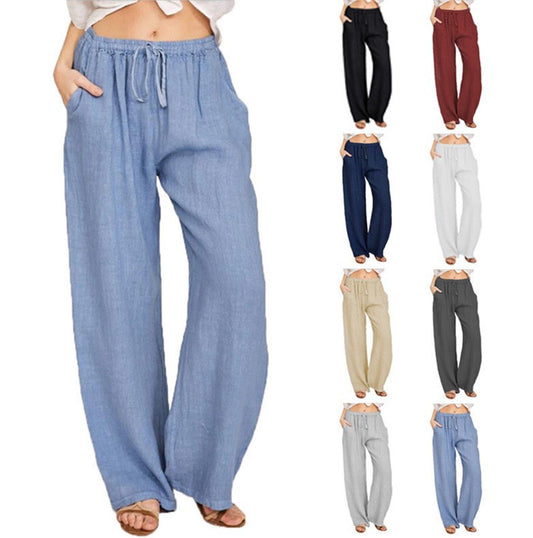 Vânzări fierbinți de vară 🥰Pantaloni de vară pentru femei, din bumbac și in, cu croială largă