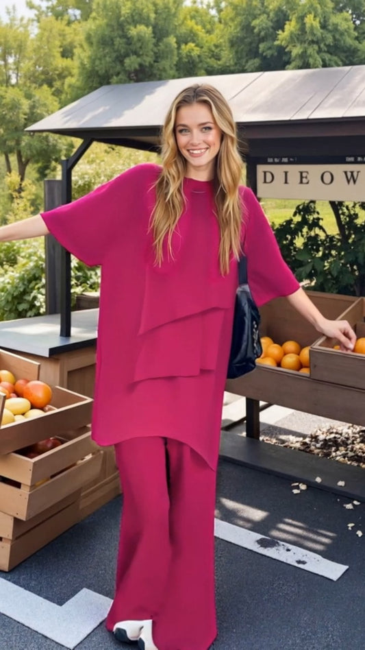 🔥 Set elegant și stilat: top uimitor și pantaloni cu picior lat
