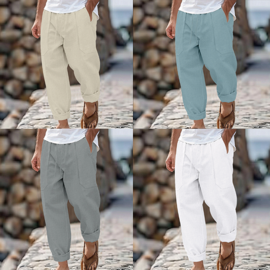 Pantaloni pentru bărbați cu șnur, croială largă și lejeră