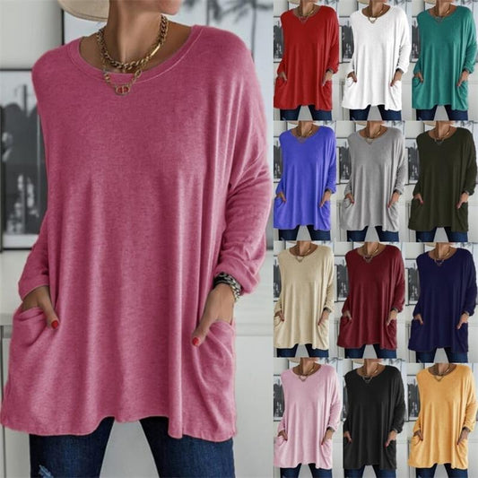 ✨Tricou casual cu mâneci lungi și buzunar
