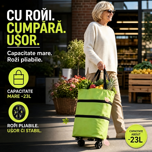 🔥REDUCERE SPECIALĂ 50%🌼Geantă de cumpărături 2-în-1, geantă verde pliabilă