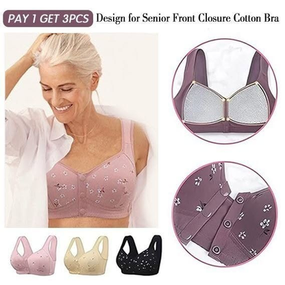 2025【1+2 gratuit (3 buc)】 Vânzare fierbinte 🔥 Sutien confortabil cu butoane în față✨