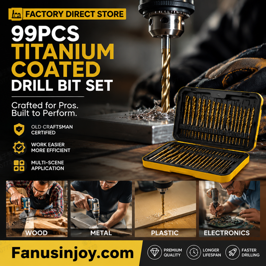 🔥Unealtă de înaltă eficiență preferată de meșterii experimentați! Magazin direct de la fabrică – Set de 99 de burghie cu acoperire din titan