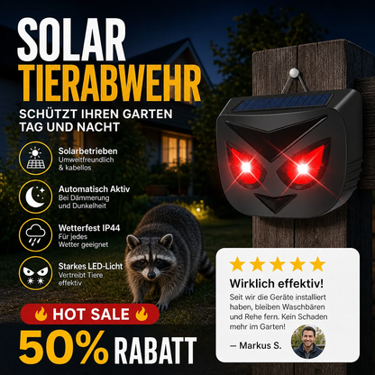 💨 Napenergiával működő állatriasztó készülék villogó LED-lámpákkal