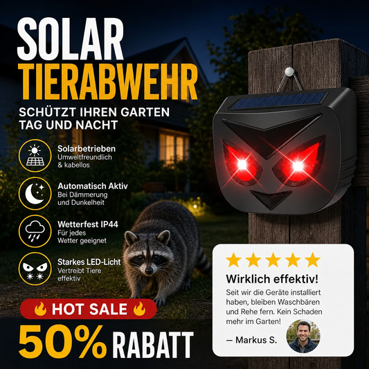 💨 Napenergiával működő állatriasztó készülék villogó LED-lámpákkal
