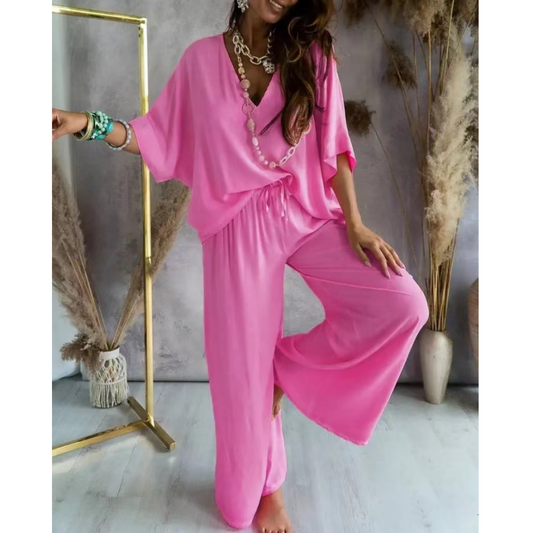 💖Culoare solidă pentru femei Loose Fit Jumpsuit Set✨2024 Produse noi