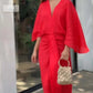 💕Rochie plisată cu decolteu în V de culoare solidă cu tiv în coadă de pește