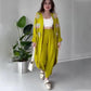 Femeii Casual Delicate Flower Cardigan lung și pantaloni Set