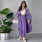 Femeii Casual Delicate Flower Cardigan lung și pantaloni Set
