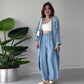 Femeii Casual Delicate Flower Cardigan lung și pantaloni Set