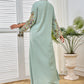 Rochie elegantă verde deschis cu broderie rafinată