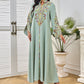 Rochie elegantă verde deschis cu broderie rafinată