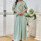 Rochie elegantă verde deschis cu broderie rafinată