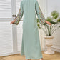 Rochie elegantă verde deschis cu broderie rafinată
