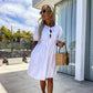 💕 Clasic și confortabil: Femei Trendy culoare solidă Bow Tie Front Puff Sleeve rochie