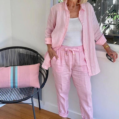 ⏰ULTIMA ZI DE VÂNZARE 50% OFF😍Bluză cu mânecă lungă din bumbac și lenjerie pentru femei și set de pantaloni