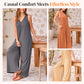 Femeii Casual V-Neck Sleeveless Wide Leg Jumpsuit