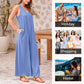 Femeii Casual V-Neck Sleeveless Wide Leg Jumpsuit