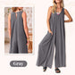 Femeii Casual V-Neck Sleeveless Wide Leg Jumpsuit