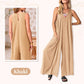 Femeii Casual V-Neck Sleeveless Wide Leg Jumpsuit
