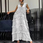 💖Moda V-Neck fără mâneci stratificat rochie încrețită